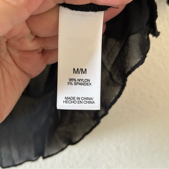 TDC Women’s Sheer Top Medium Black Mock Neck Dark Grunge Gothic Party Date Rave - Picture 7 of 10